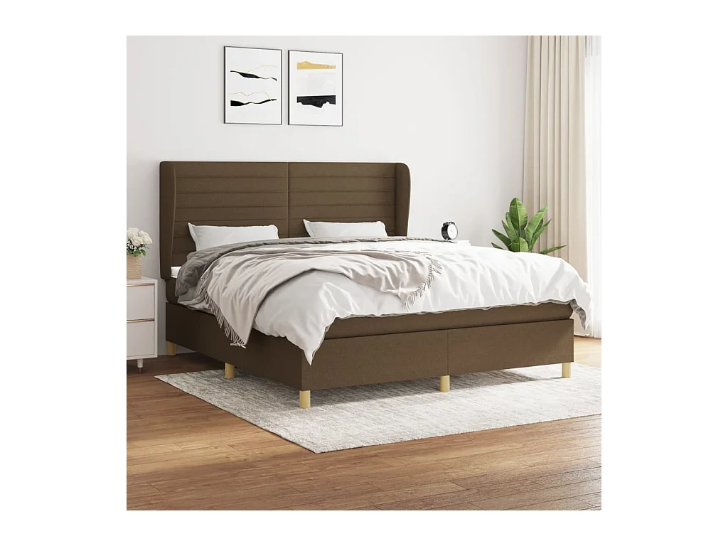 Boxspring met matras stof donkerbruin 180x200 cm
