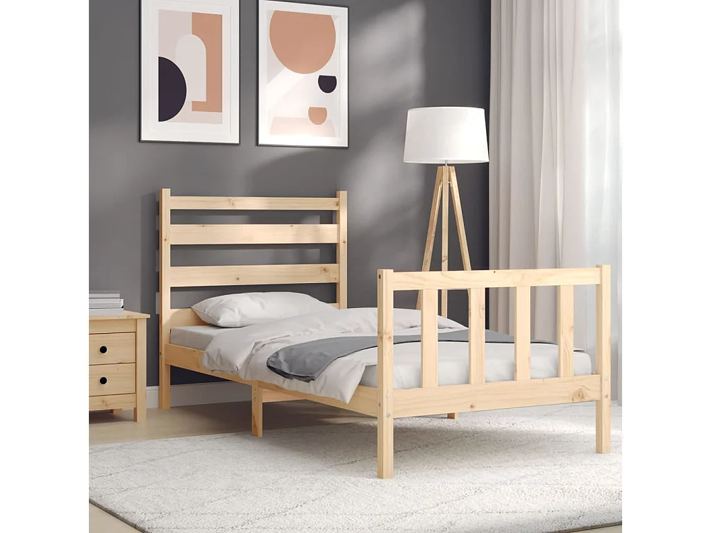 Estructura de cama con cabecero madera maciza 100x200 cm
