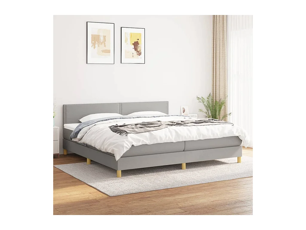 Boxspring met matras stof lichtgrijs 200x200 cm