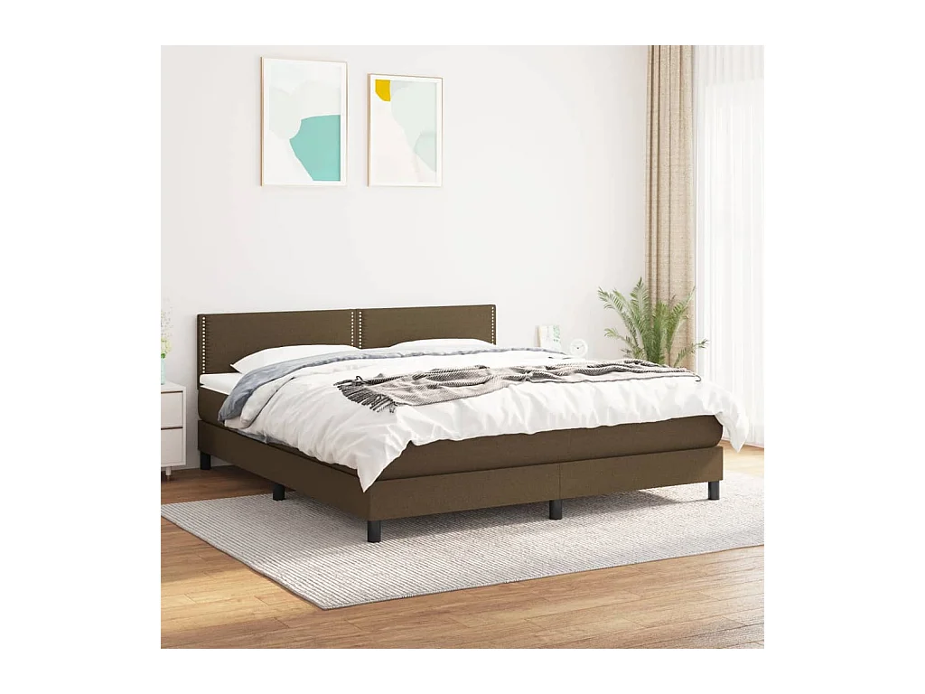 Boxspring met matras stof donkerbruin 180x200 cm