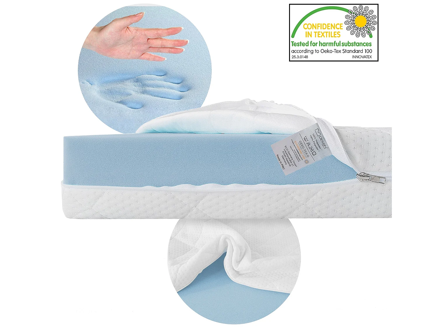 Matelas pour enfants Oeko-Tex Mousse froide 90x200cm ML-DESIGN
