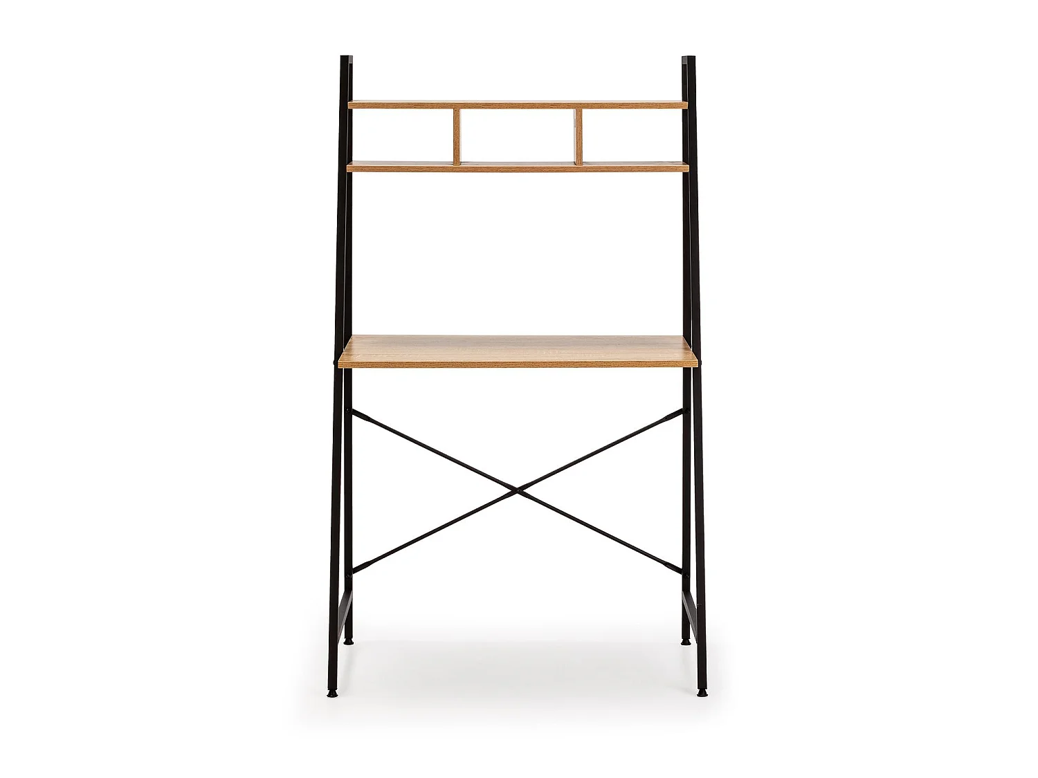 Bureau met 1 plank, wit eiken/zwart, 83 cm.