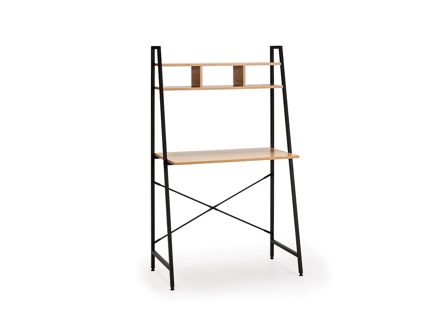 Bureau Blanca noir, 1 étagère, style industriel, 83 cm longueur