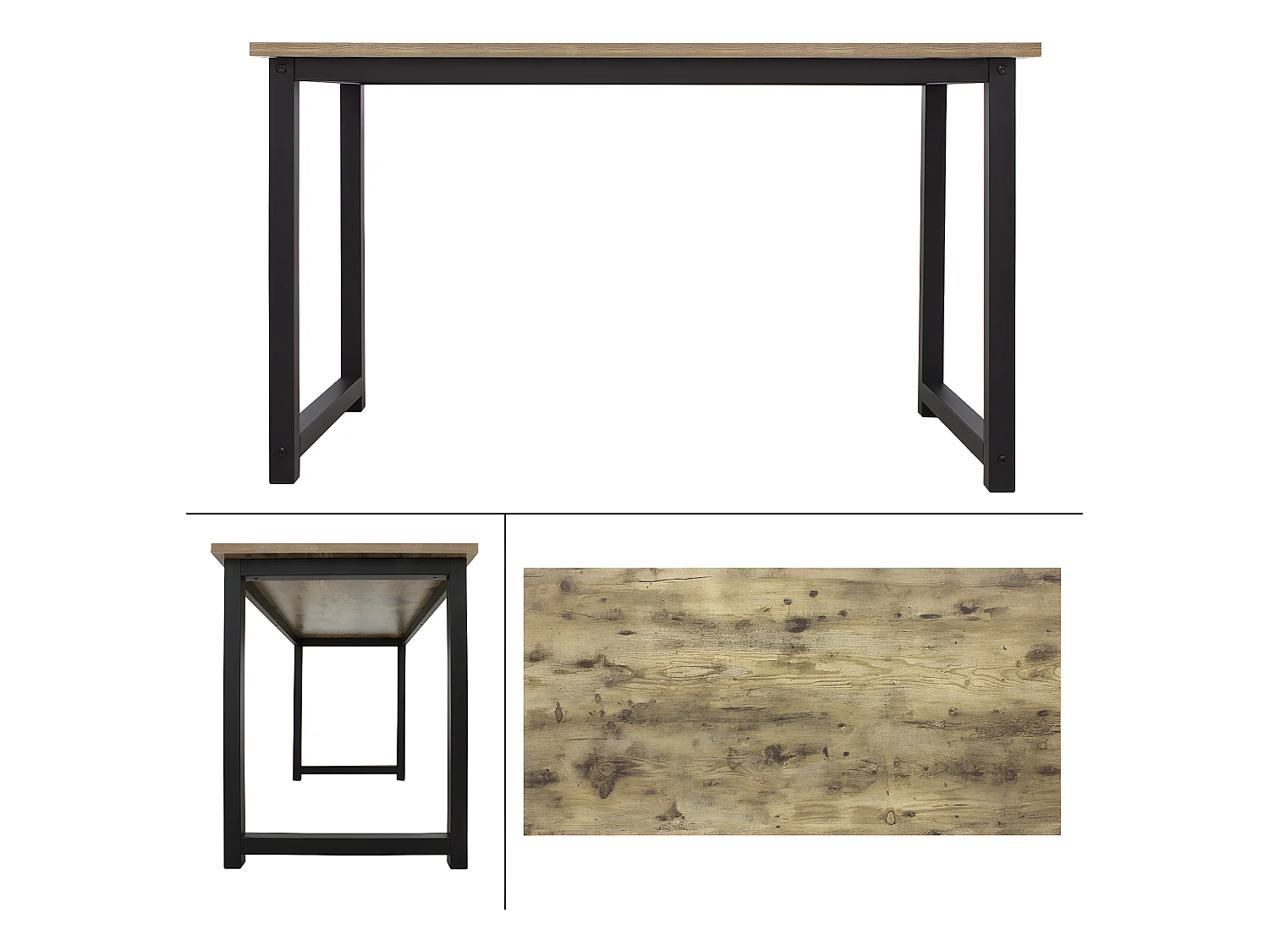 Table de travail bureau d'ordinateur naturel noir en MDF 120x60 cm ML-DESIGN