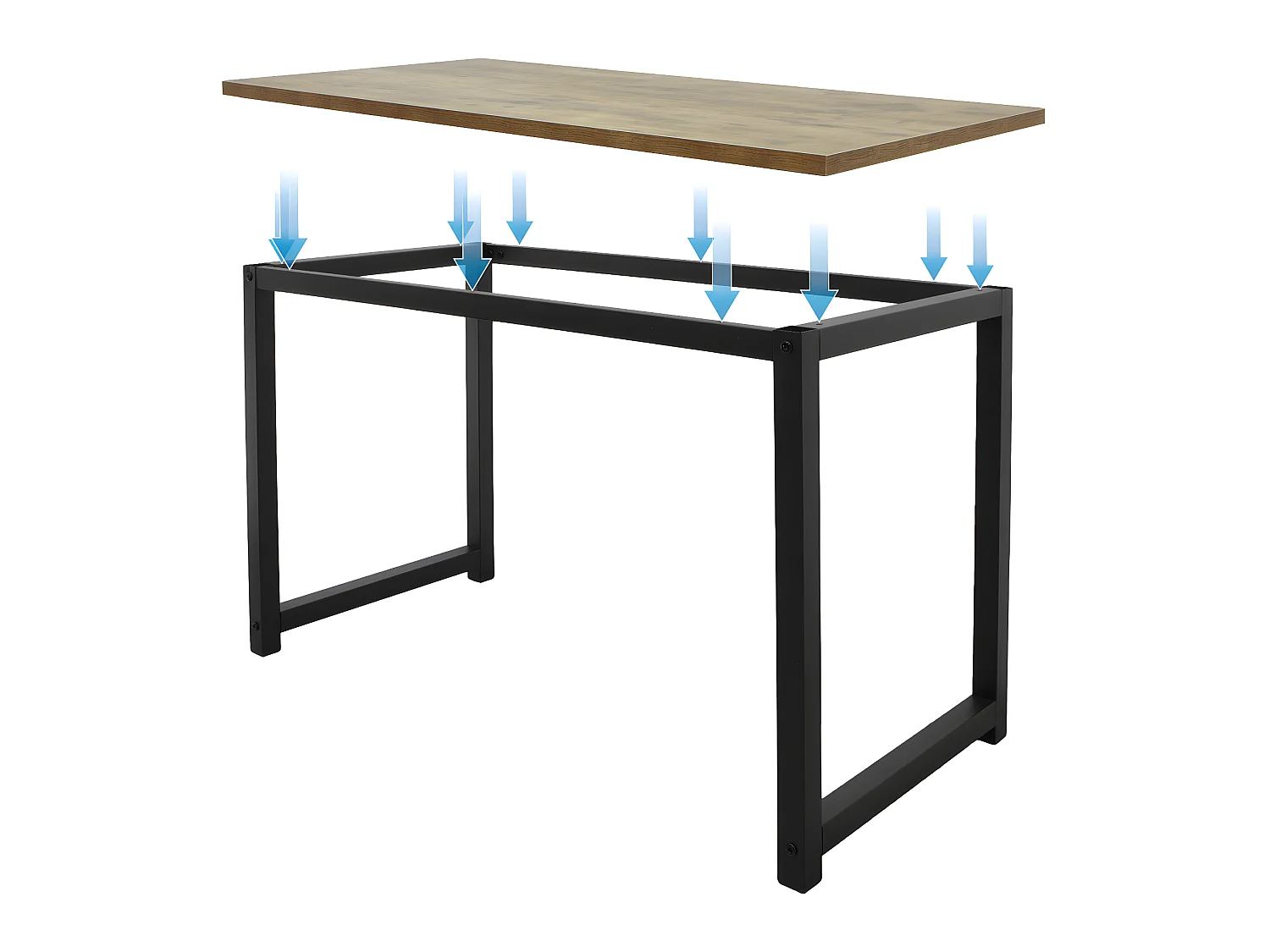 Table de travail bureau d'ordinateur naturel noir en MDF 120x60 cm ML-DESIGN