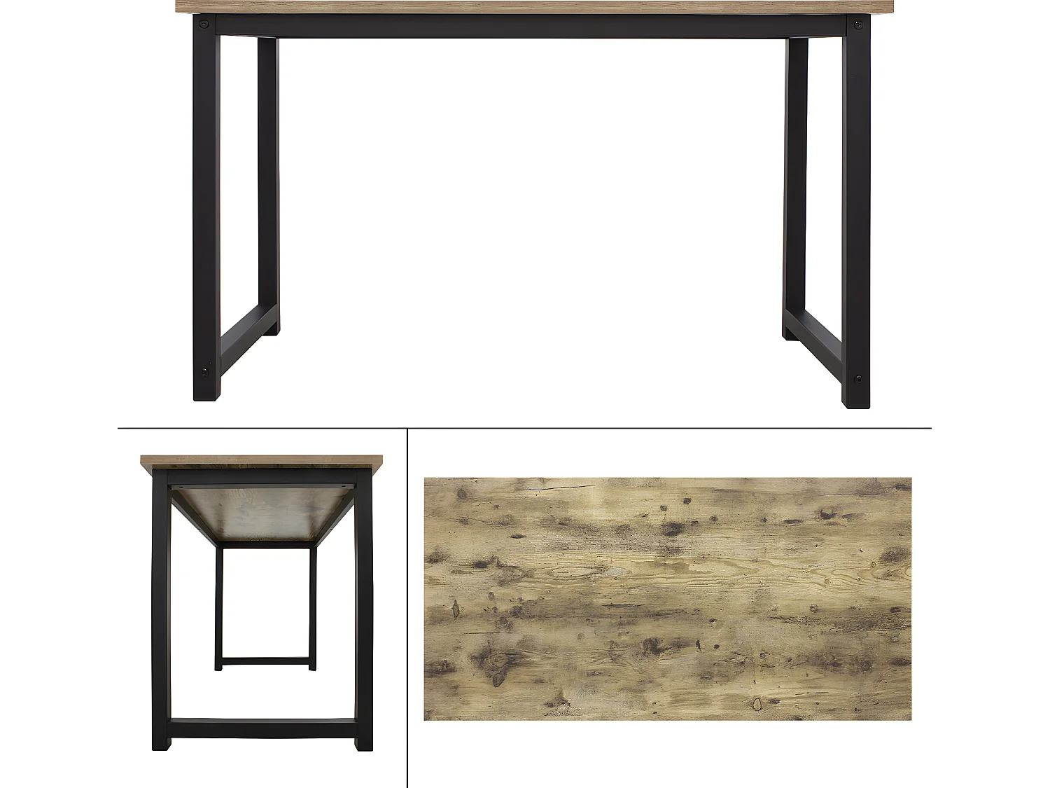 Table de travail bureau d'ordinateur naturel noir en MDF 120x60 cm ML-DESIGN