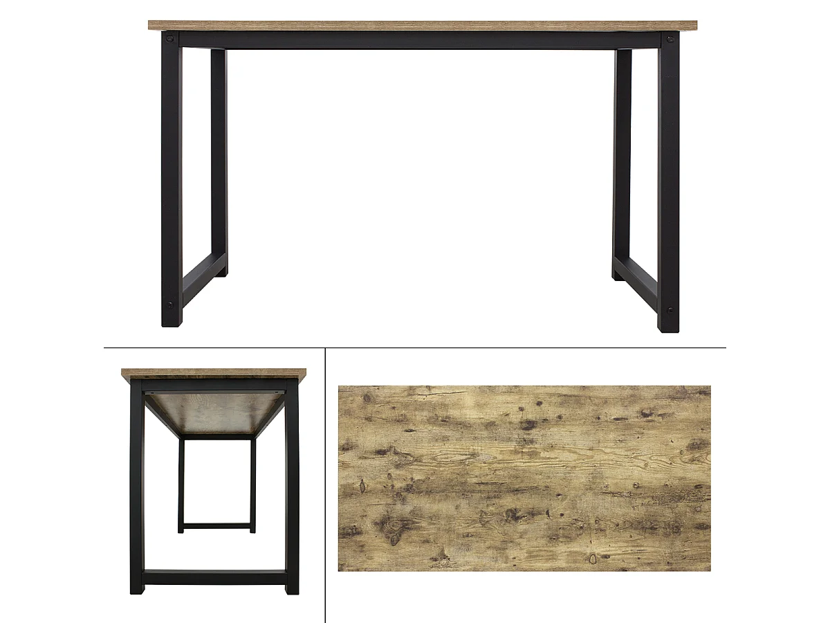 Table de travail bureau d'ordinateur naturel noir en MDF 120x60 cm ML-DESIGN