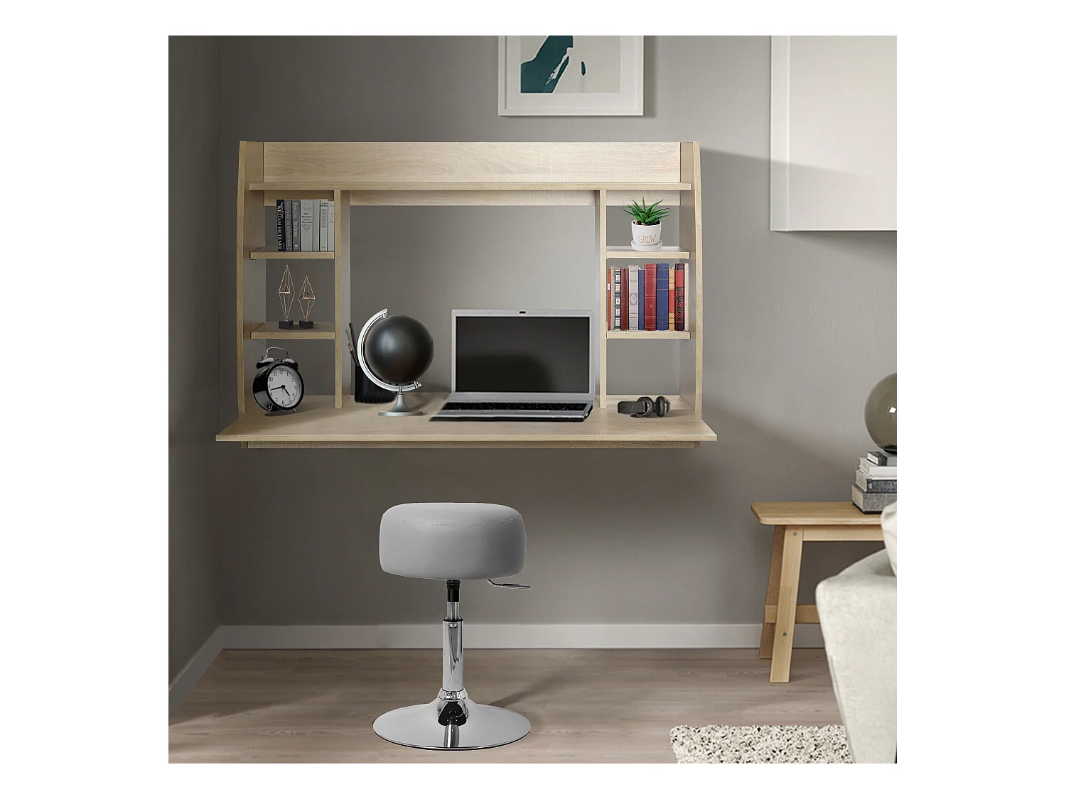 Bureau mural 110x75x48 cm Bois clair MDF ML-DESIGN