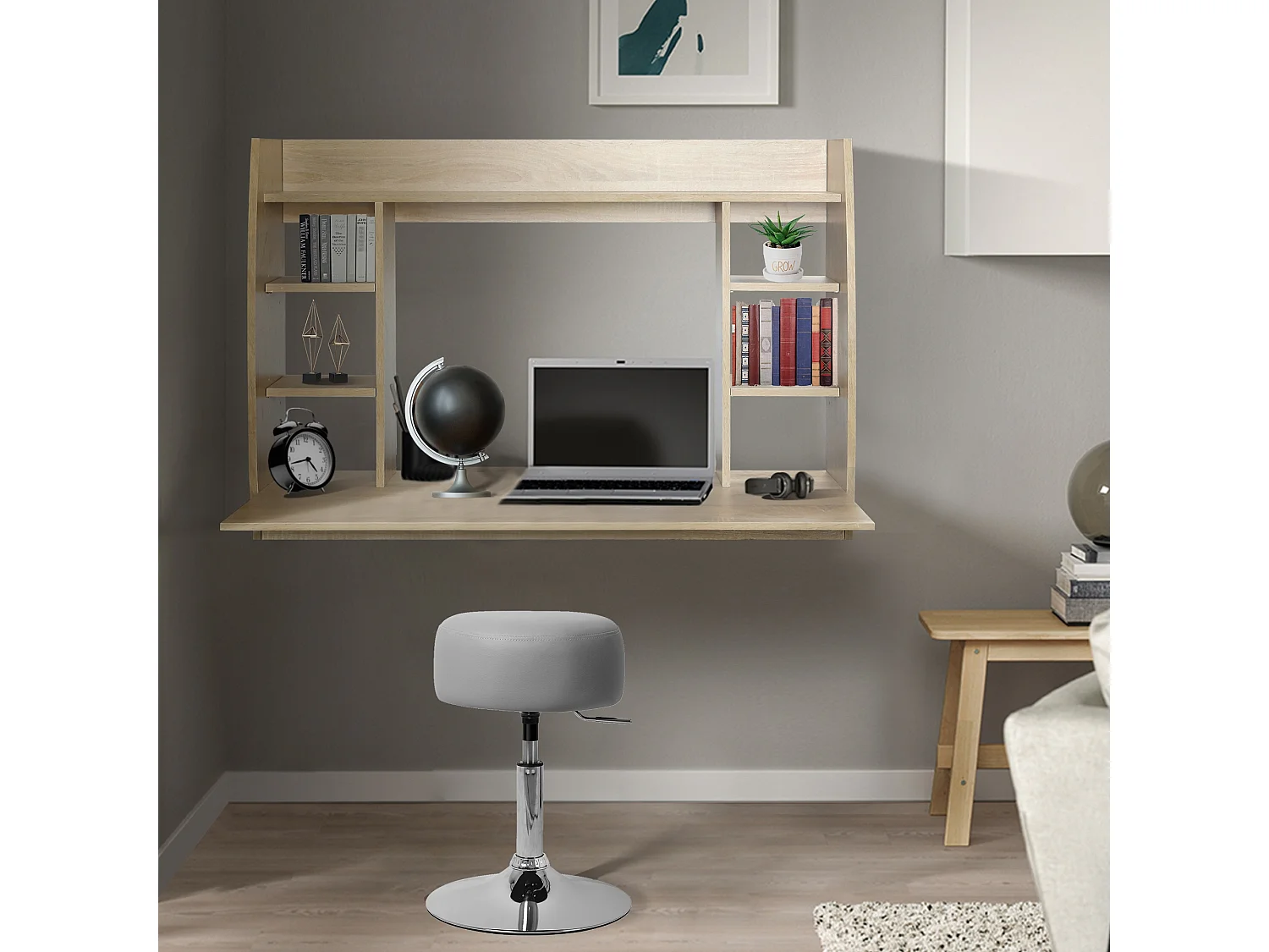 Bureau mural 110x75x48 cm Bois clair MDF ML-DESIGN