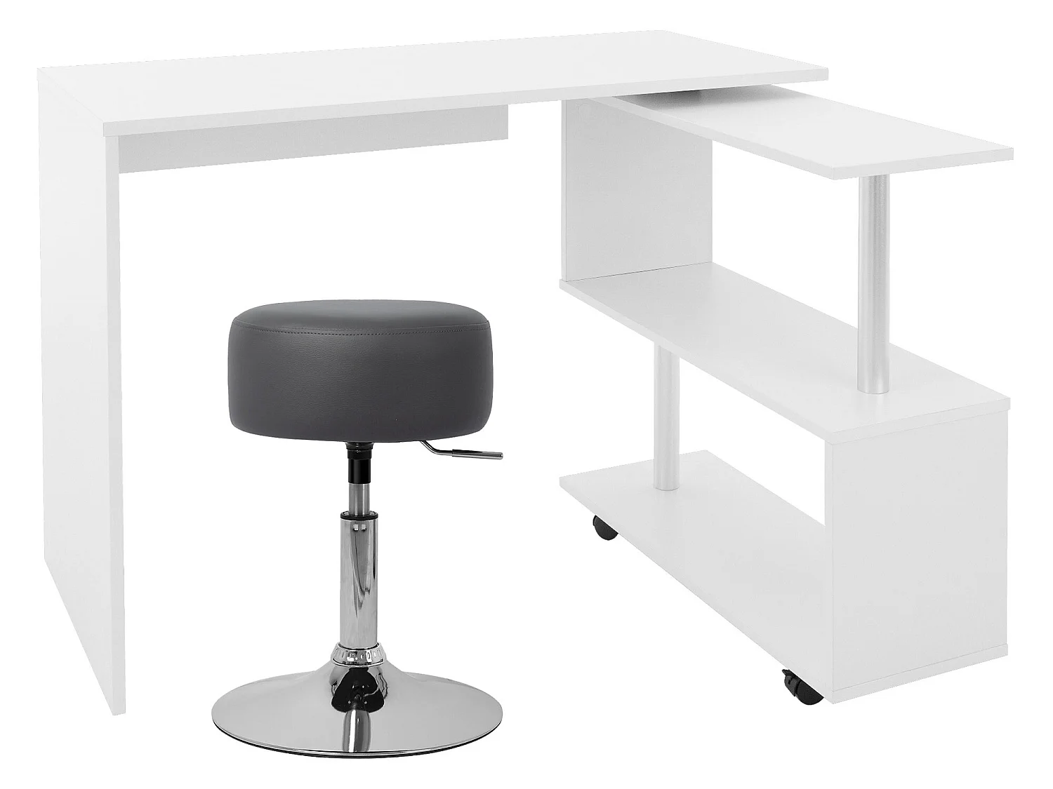 Bureau avec quatre roulettes 150x88x75 cm Blanc en MDF ML-DESIGN
