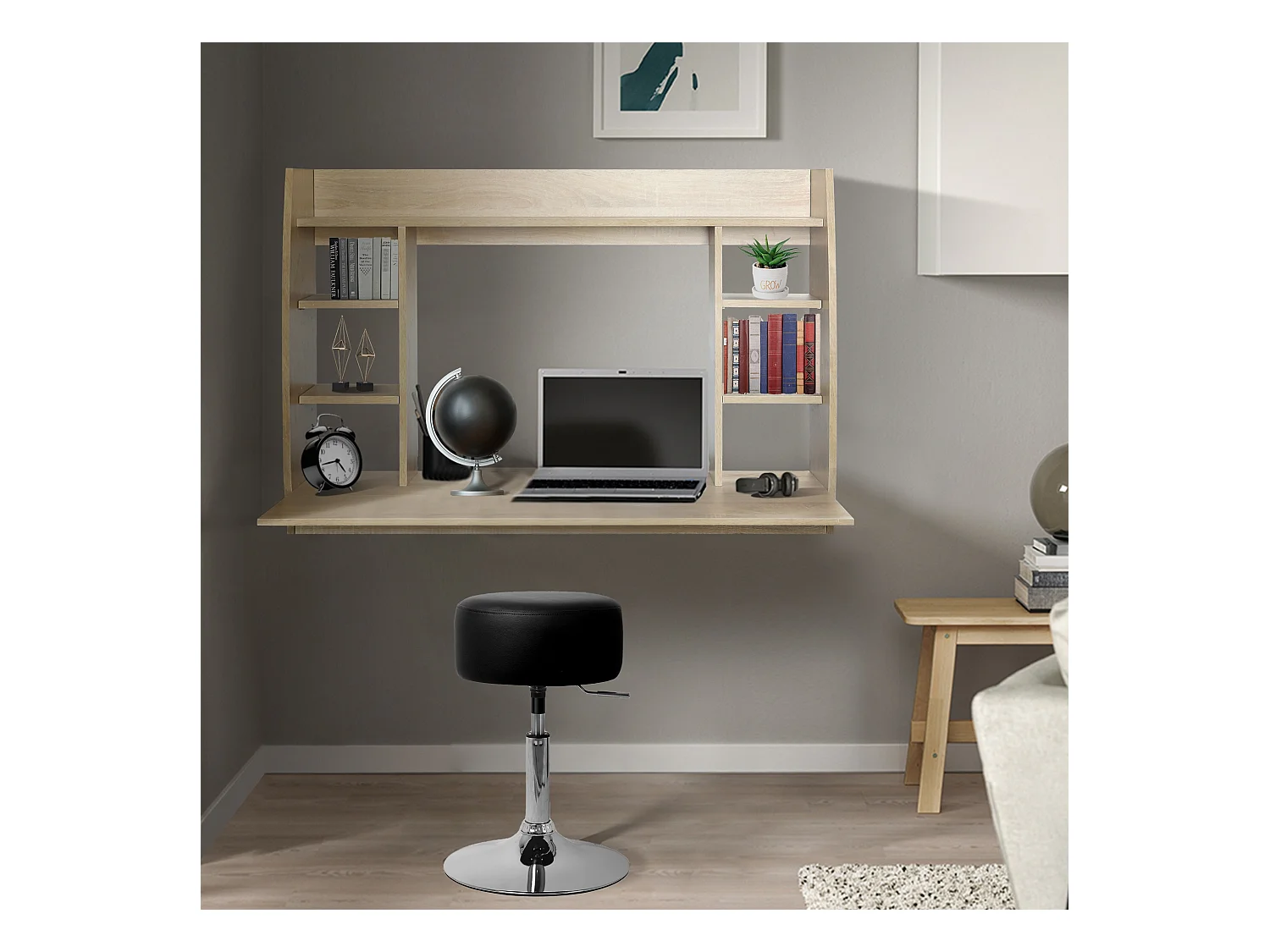 Bureau mural 110x75x48 cm Bois clair MDF ML-DESIGN
