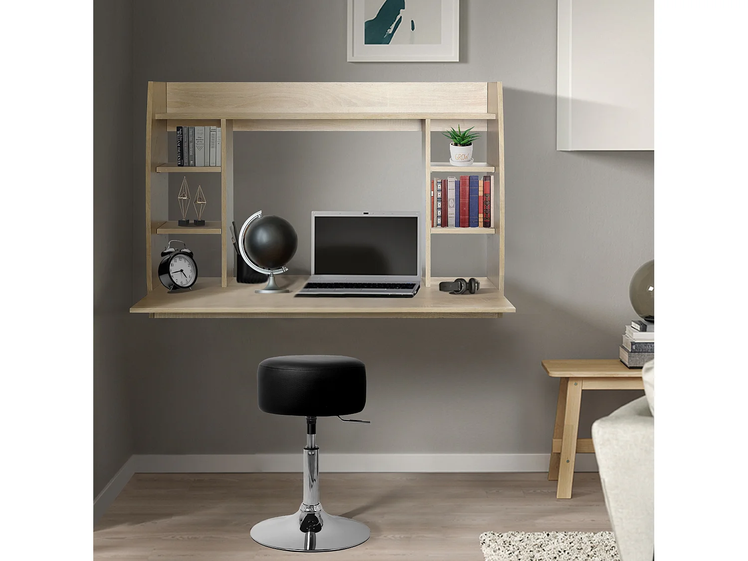 Bureau mural 110x75x48 cm Bois clair MDF ML-DESIGN
