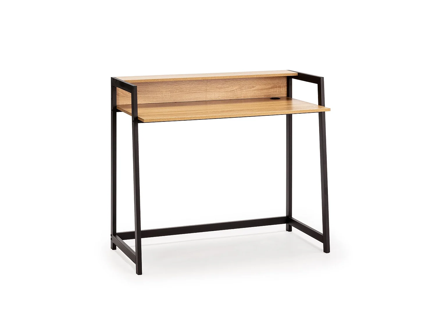 Bureau Naia noir, 1 étagère, style industriel, 105 cm longueur