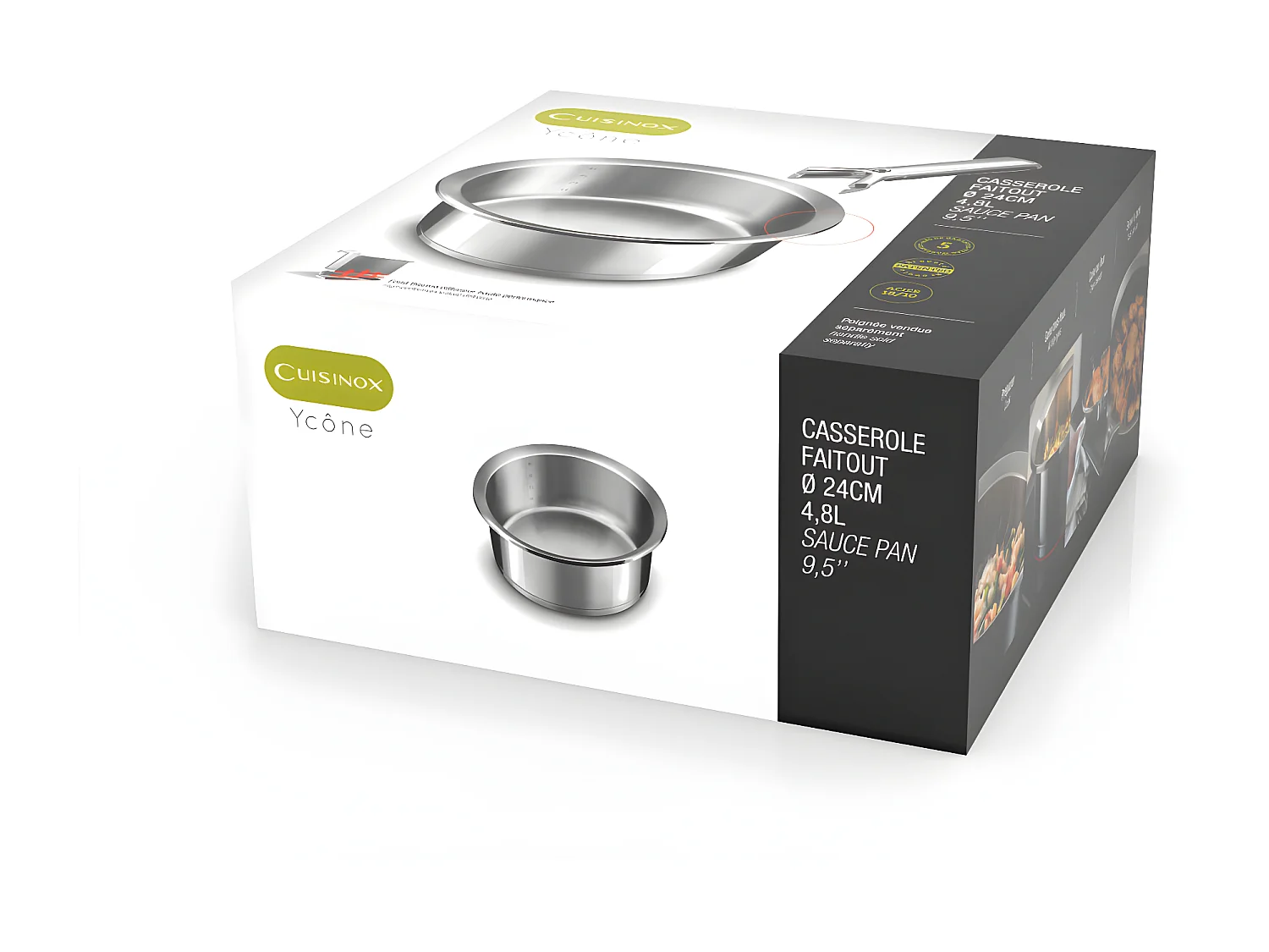 Ycône - Sauteuse 24cm inox revêtement Greblon C3