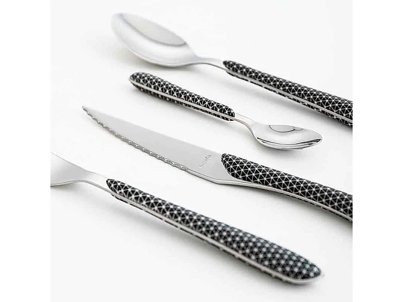 Eclat Geo Noir & Blanc - Ménagère 24 pièces