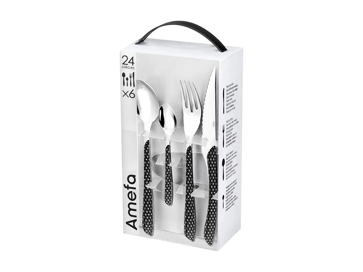 Eclat Geo Noir & Blanc - Ménagère 24 pièces