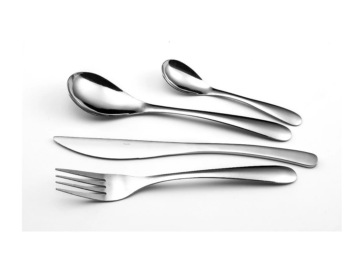 Bestekset Nymphéa 24-delig van roestvrij staal met gebogen en vloeiende lijnen