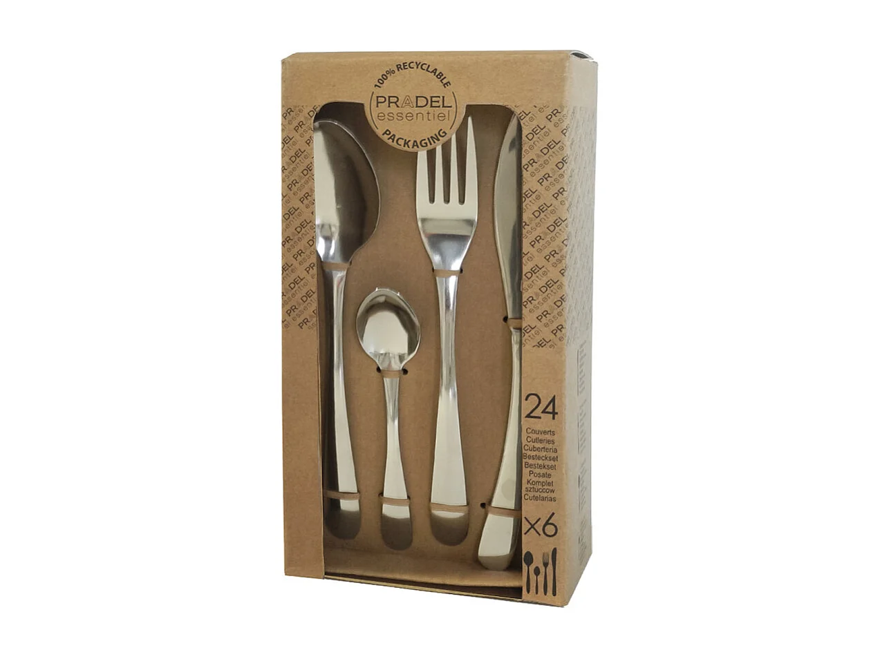 Bestekset Nymphéa 24-delig van roestvrij staal met gebogen en vloeiende lijnen