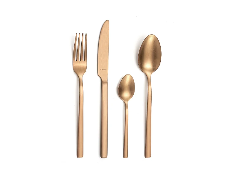 Servizio posate 16 pezzi Square Rame Acciaio Inox - Atmosfera scandinava ed elegante