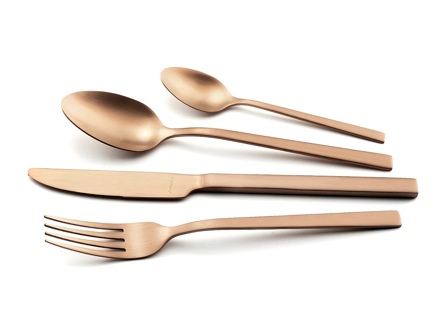 Cubertería de 16 piezas Square Cobre Acero Inoxidable - Ambiente escandinavo y elegante