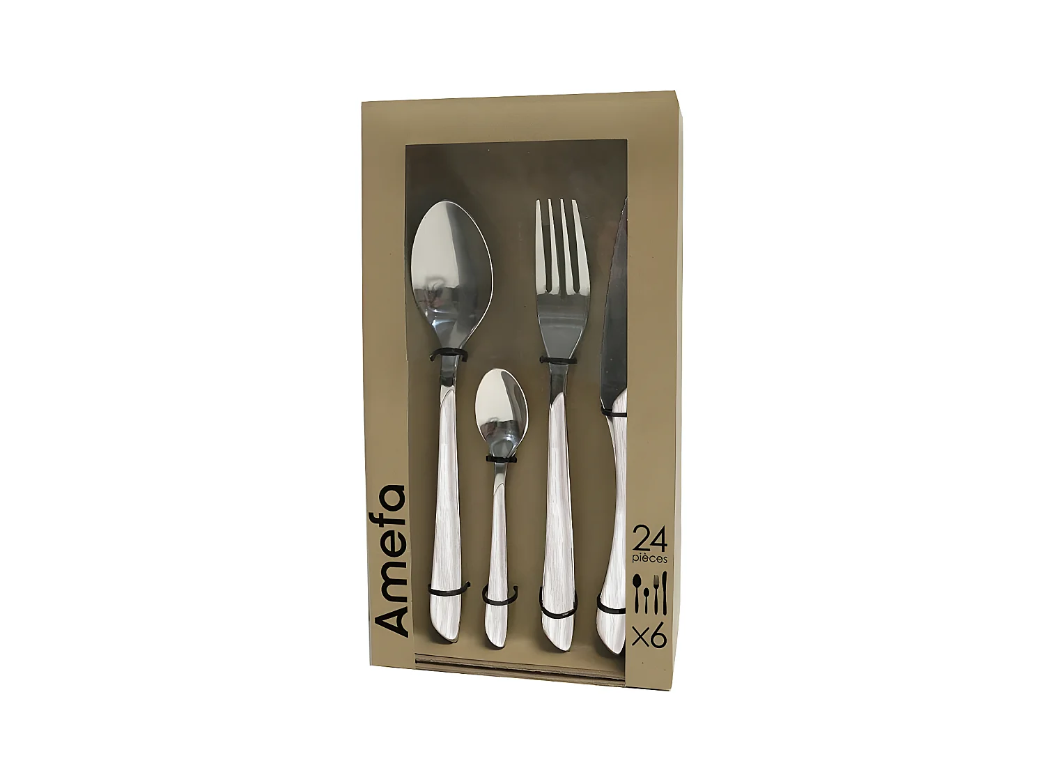 Eclat Nature - Ménagère 24 pièces Bois blanc