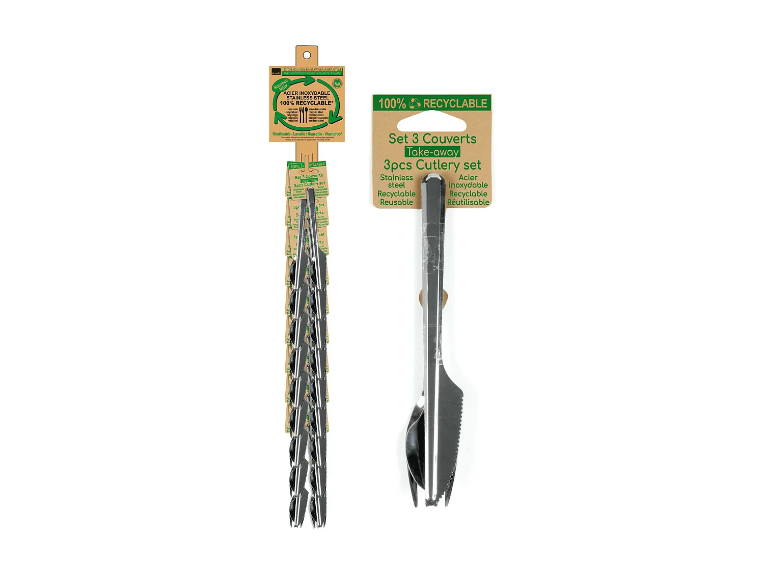 Leaves - 18 sets 3 couverts nomades sur cravate