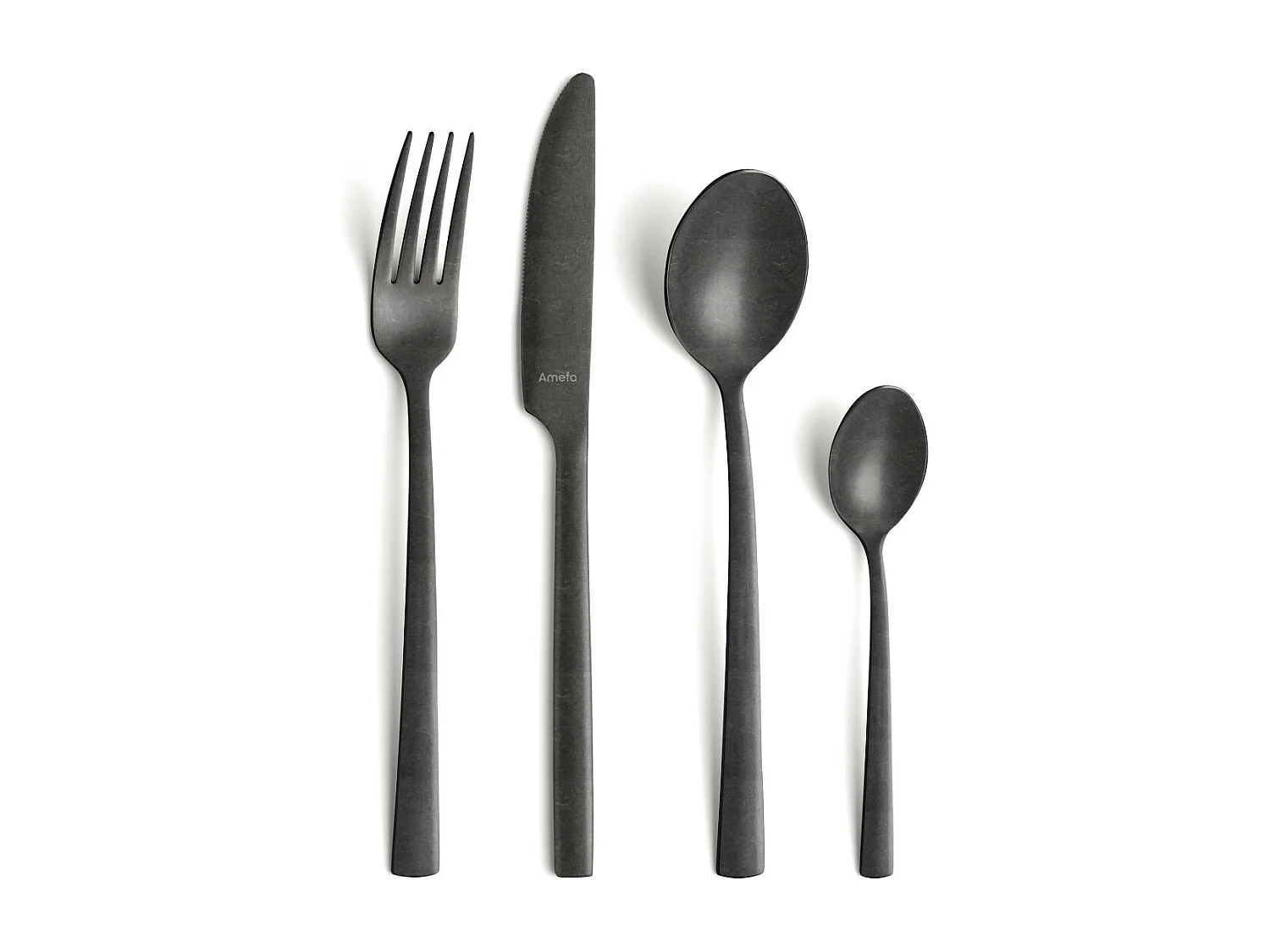 16-teiliges Vintage-Schwarzbesteck aus Edelstahl mit mattem Finish
