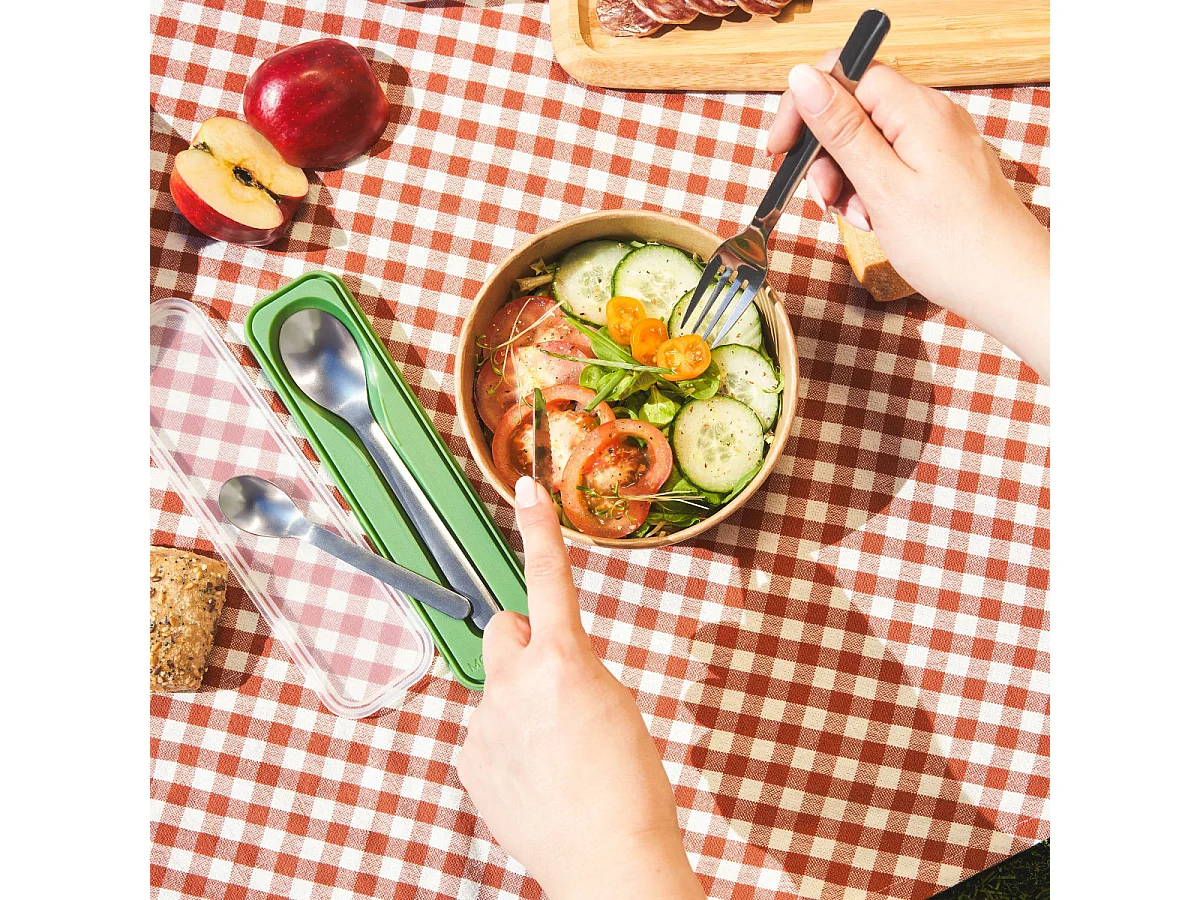 Set de 4 cubiertos portátiles Mobil' Pocket con estuche de almacenamiento Amefa - Ideal para almuerzos portátiles