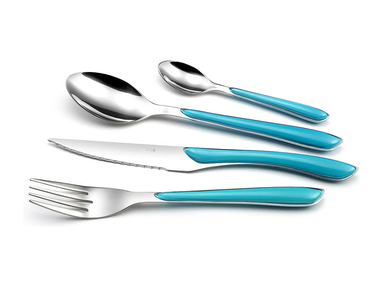 Besteckset 24-teilig Amefa Eclat Blau Türkis Modern und Glänzend