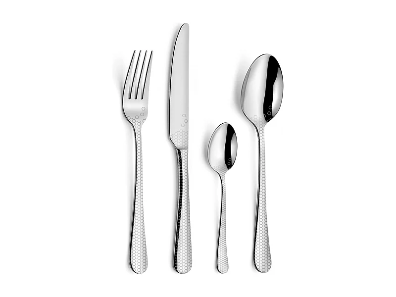 Besteckset 24-teilig Graffiti Bienenwabe aus Edelstahl - Sechseckiges Design - Geschenkbox