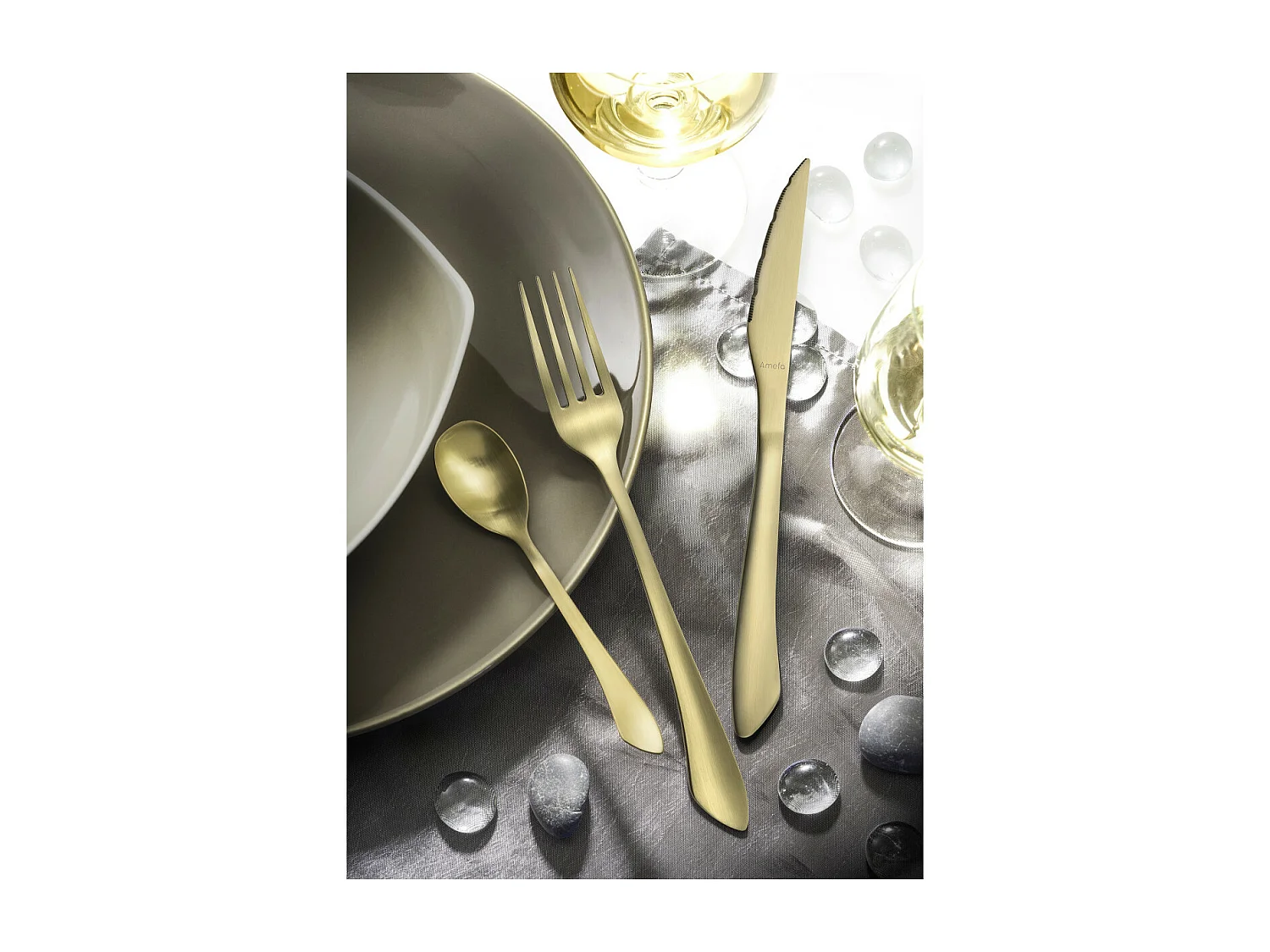 Cubertería de 16 piezas Instinct Champagne Mat Amefa - Acero Inoxidable