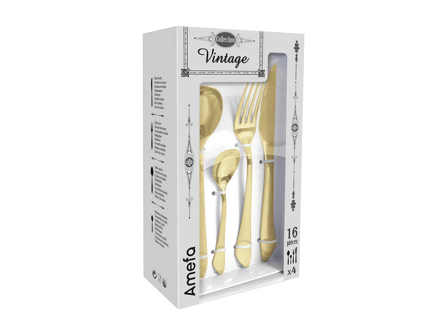 Cubertería de 16 piezas Instinct Champagne Mat Amefa - Acero Inoxidable