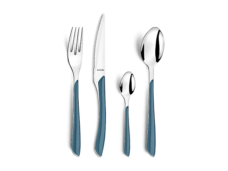 Besteckset 24-teilig Eclat Denim aus Edelstahl mit zweifarbigen Spritzgussgriffen