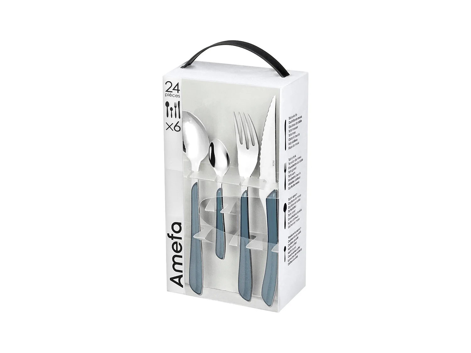 Cubertería de 24 piezas Eclat Denim de acero inoxidable con mangos de doble inyección de color