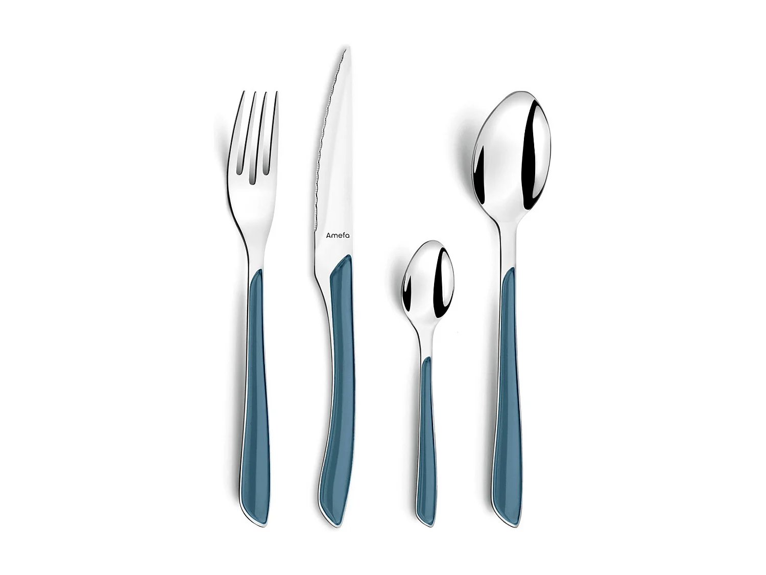 Besteckset 24-teilig Eclat Denim aus Edelstahl mit zweifarbigen Spritzgussgriffen