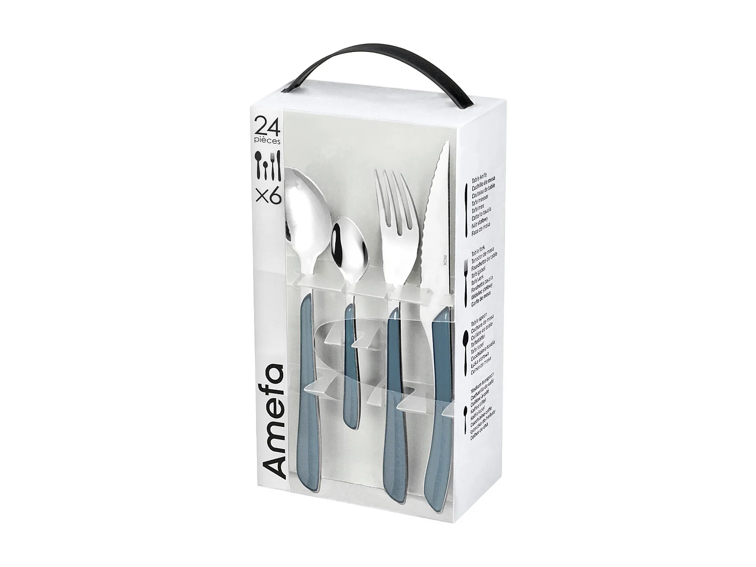 Besteckset 24-teilig Eclat Denim aus Edelstahl mit zweifarbigen Spritzgussgriffen