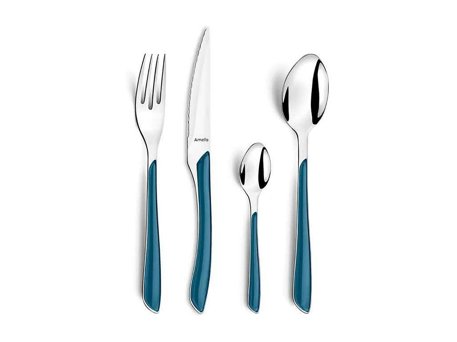 Besteckset 24-teilig Eclat Denim aus Edelstahl mit zweifarbigen Spritzgussgriffen