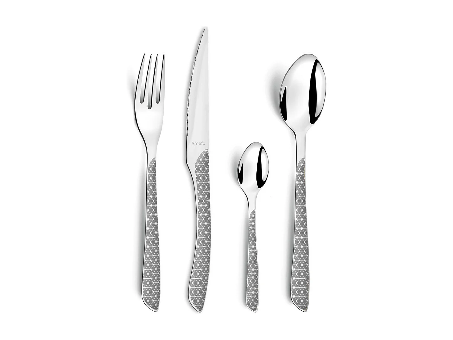 Eclat Geo Gris & Blanc - Ménagère 24 pièces