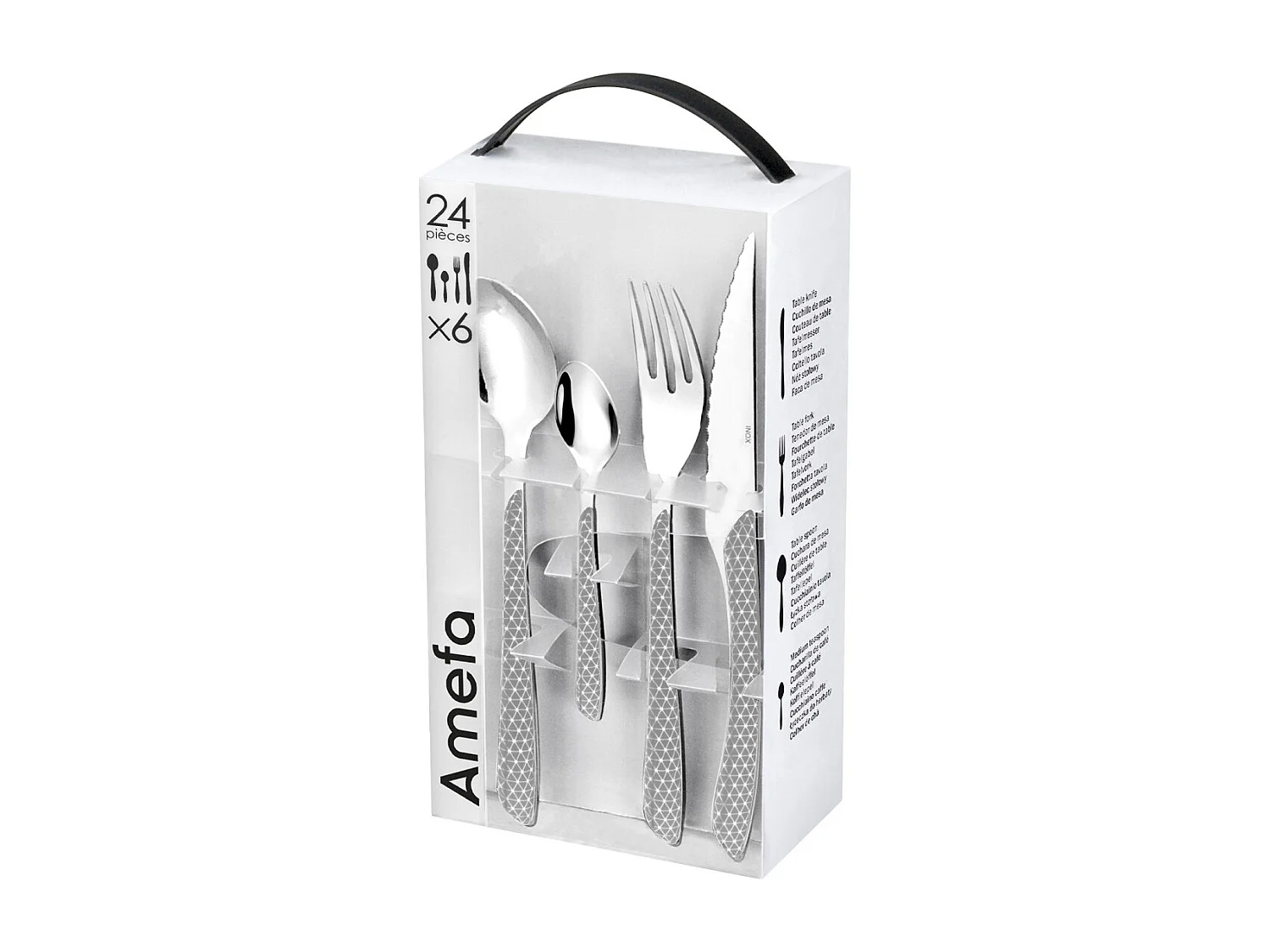 Eclat Geo Gris & Blanc - Ménagère 24 pièces