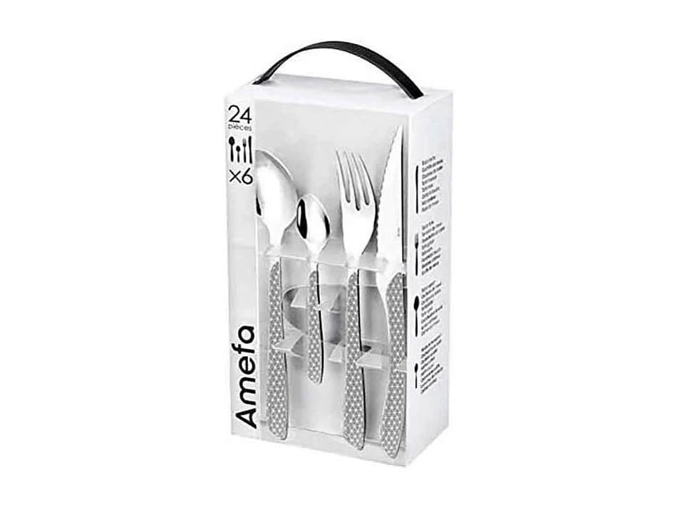 Eclat Geo Gris & Blanc - Ménagère 24 pièces