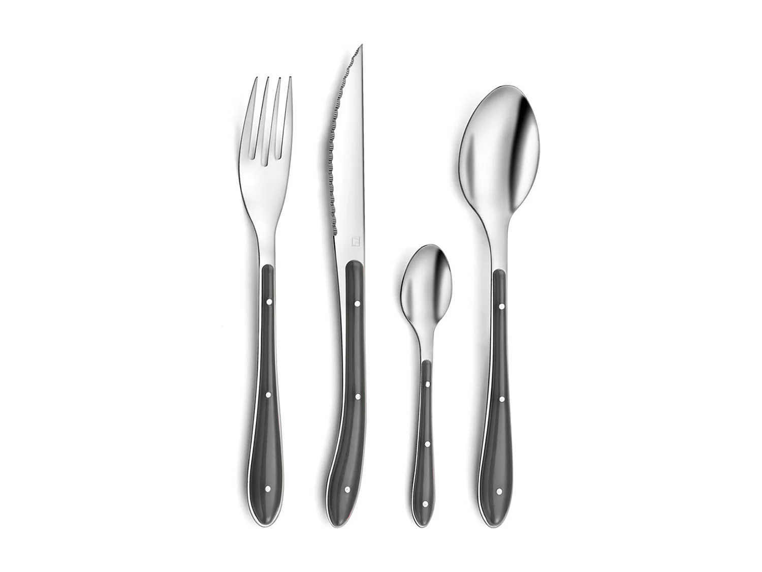 Besteckset 24-teilig Bistro 1-2-3 Anthrazit - Farbige und strapazierfähige Griffe aus Polypropylen