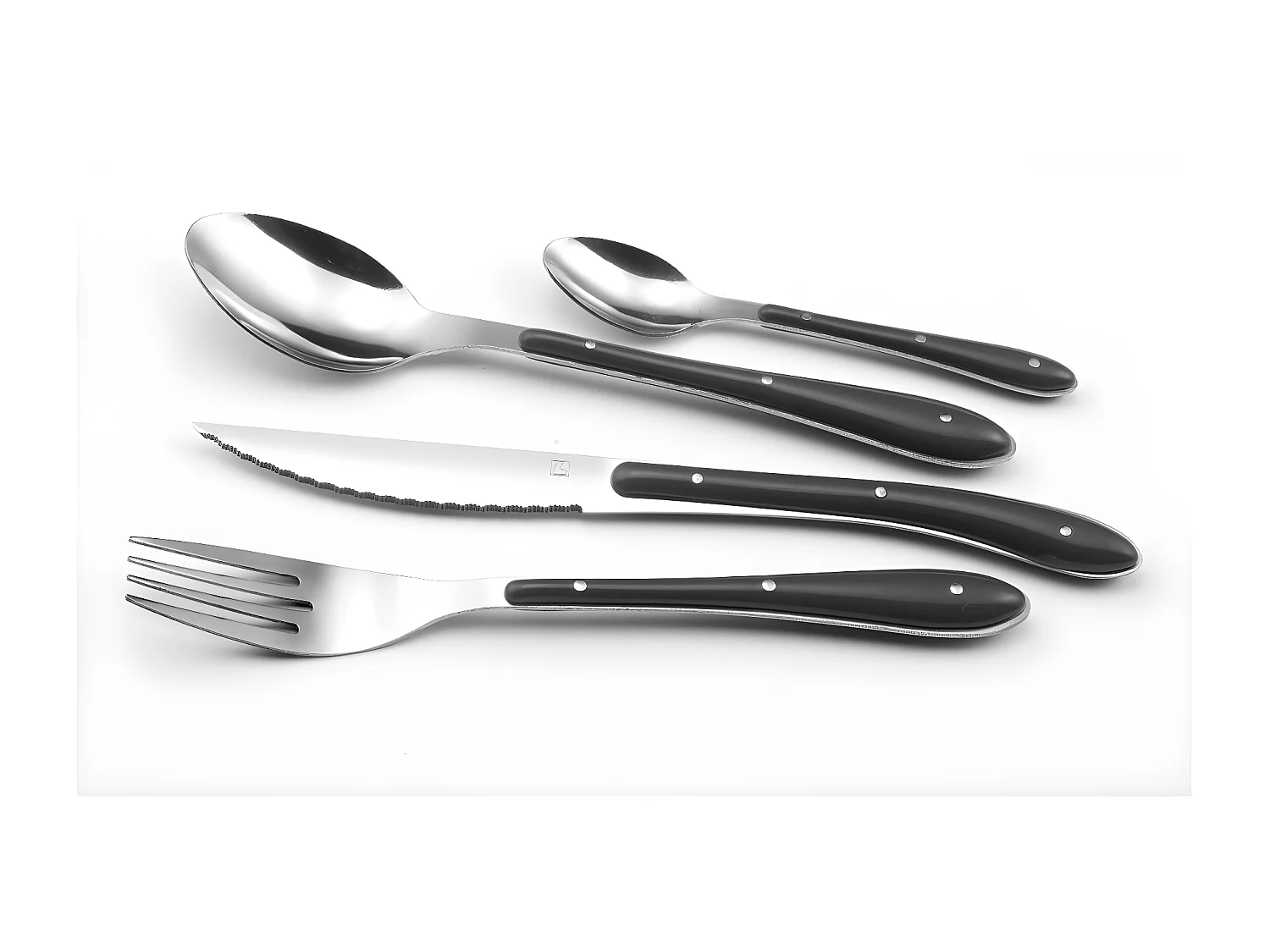 Besteckset 24-teilig Bistro 1-2-3 Anthrazit - Farbige und strapazierfähige Griffe aus Polypropylen