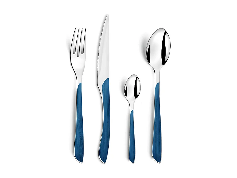 Besteckset 24-teilig Marineblau Eclat Nature Amefa Modern und Glänzend