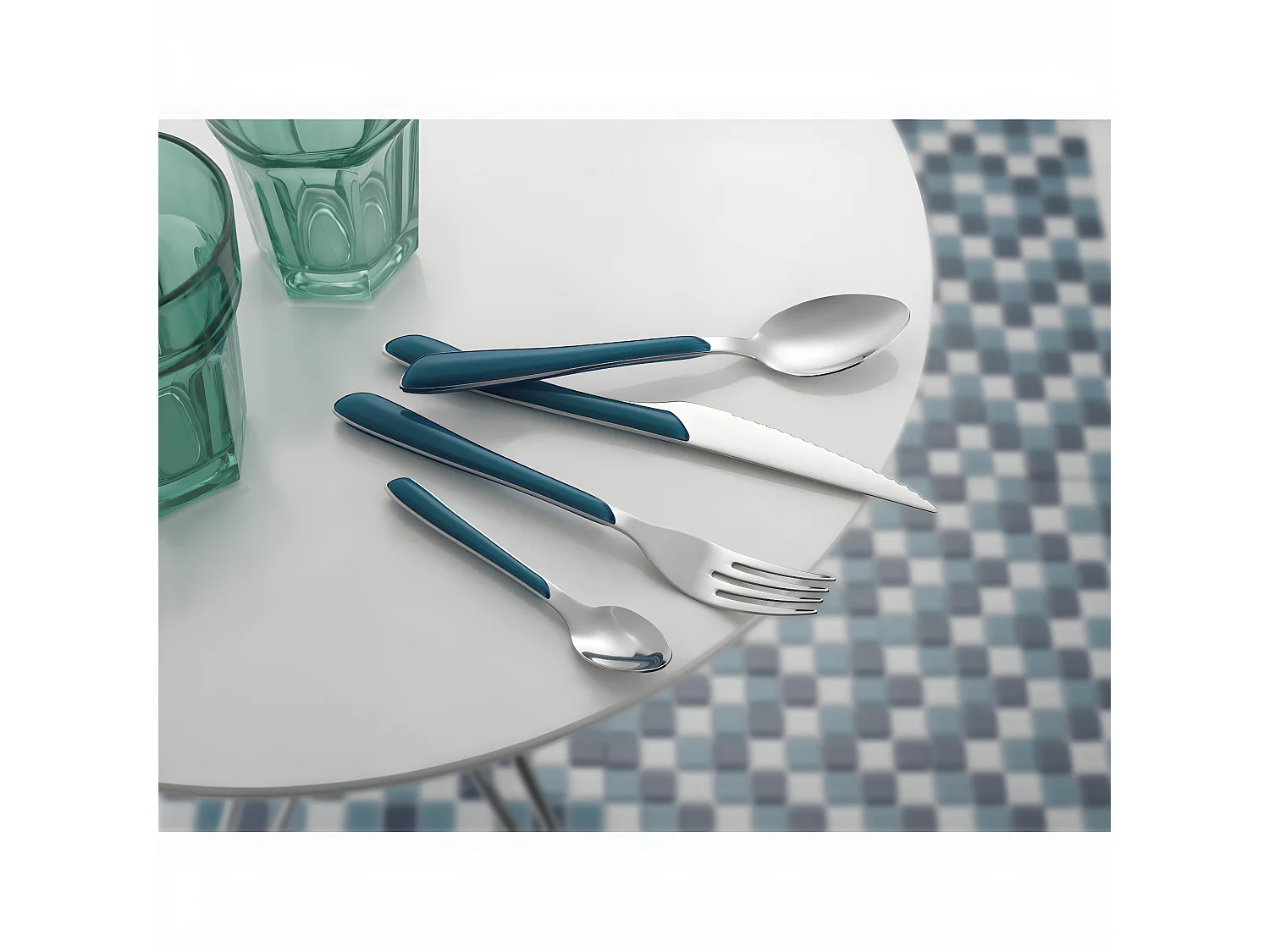 Coffret 24-delig Eclat Bleu Canard Amefa - Modern en Glanzend