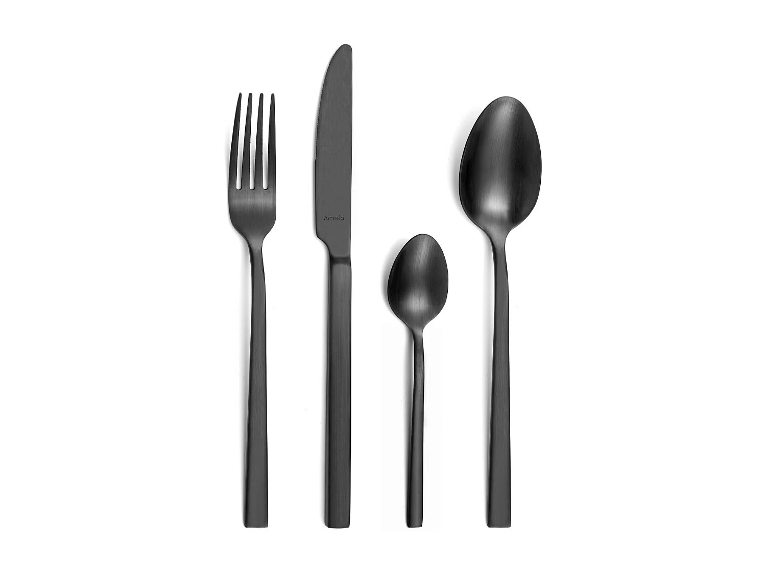 Cubertería 16 piezas Square Negro Acero Inoxidable - Ambiente escandinavo y elegante