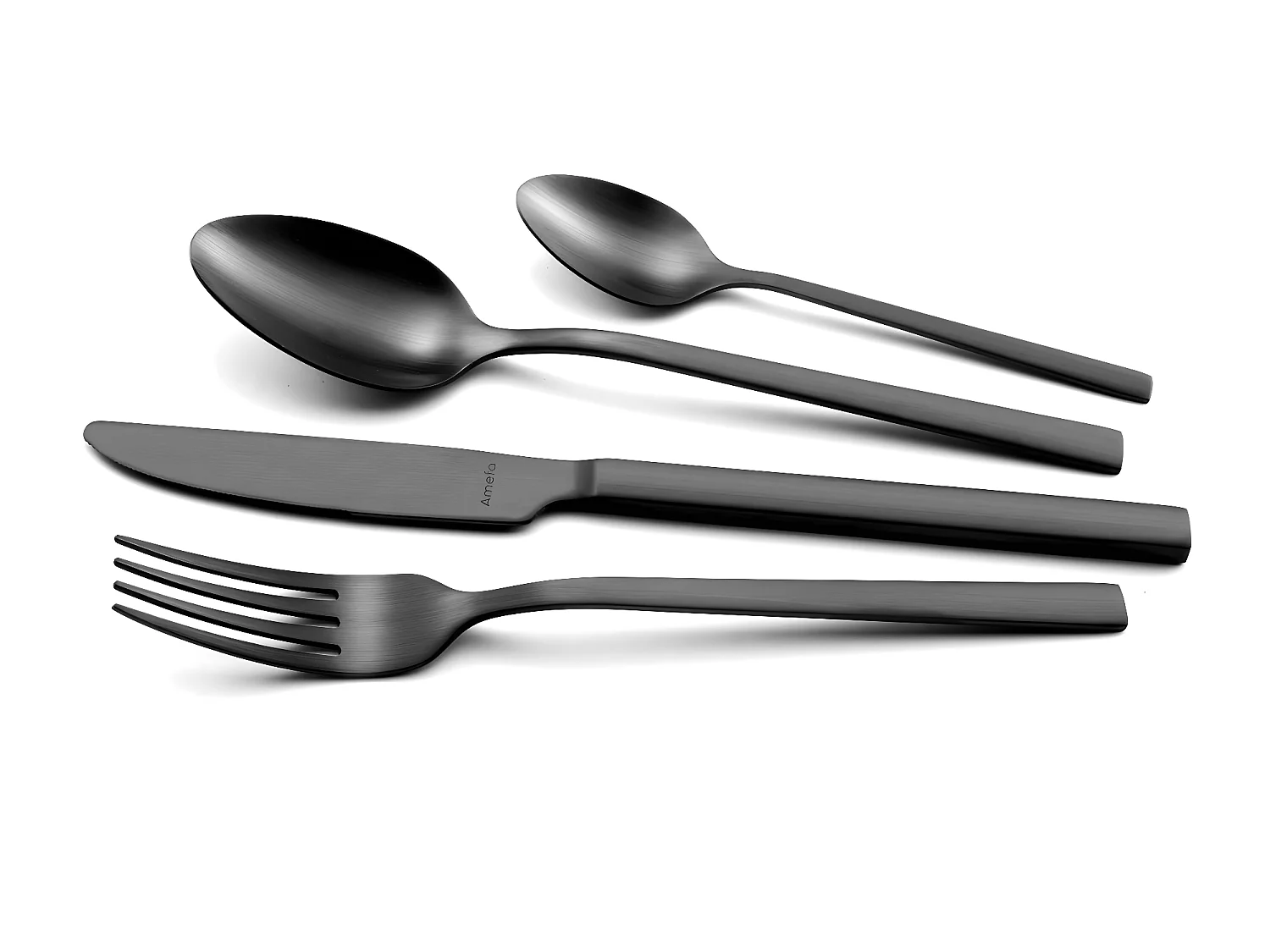 Cubertería 16 piezas Square Negro Acero Inoxidable - Ambiente escandinavo y elegante