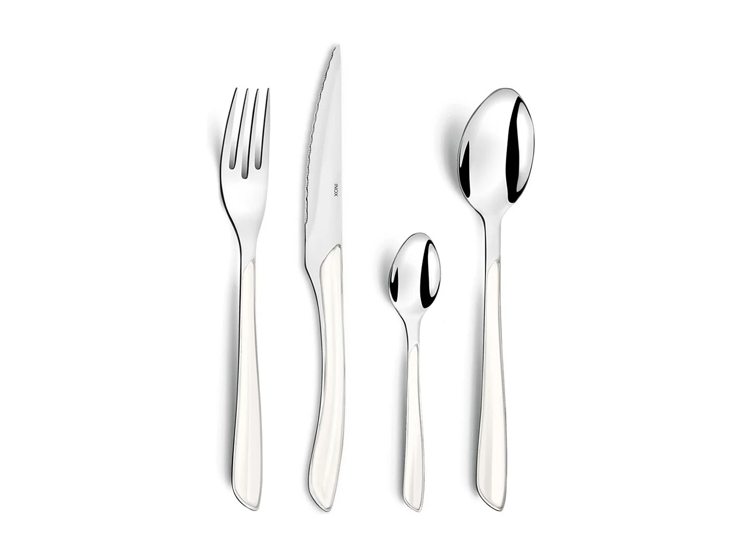 Ménagère 16 pièces Blanc Moderne Eclat Amefa - Acier Inox, Manche Bi-injection, Lame Microdentée