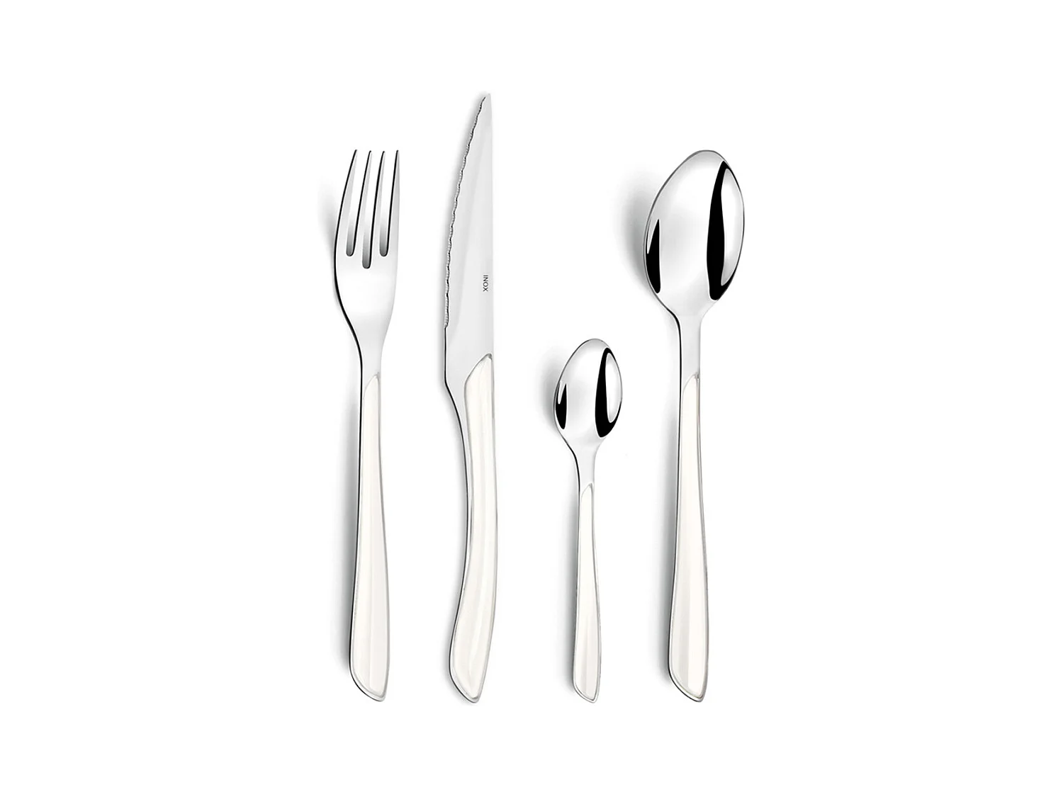 Ménagère 16 pièces Blanc Moderne Eclat Amefa - Acier Inox, Manche Bi-injection, Lame Microdentée