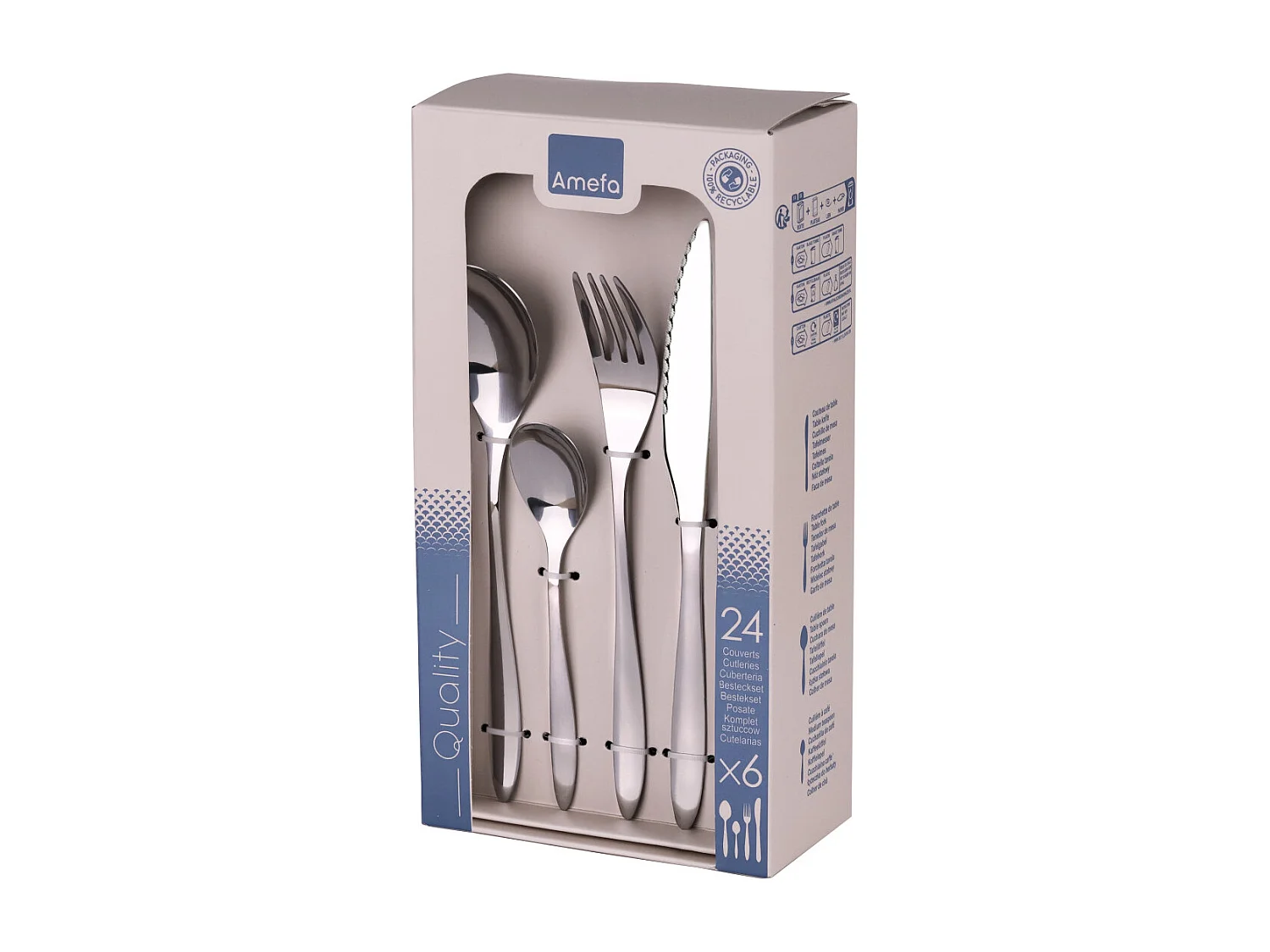 Bestekset Actual 24-delig van roestvrij staal met glanzende afwerking