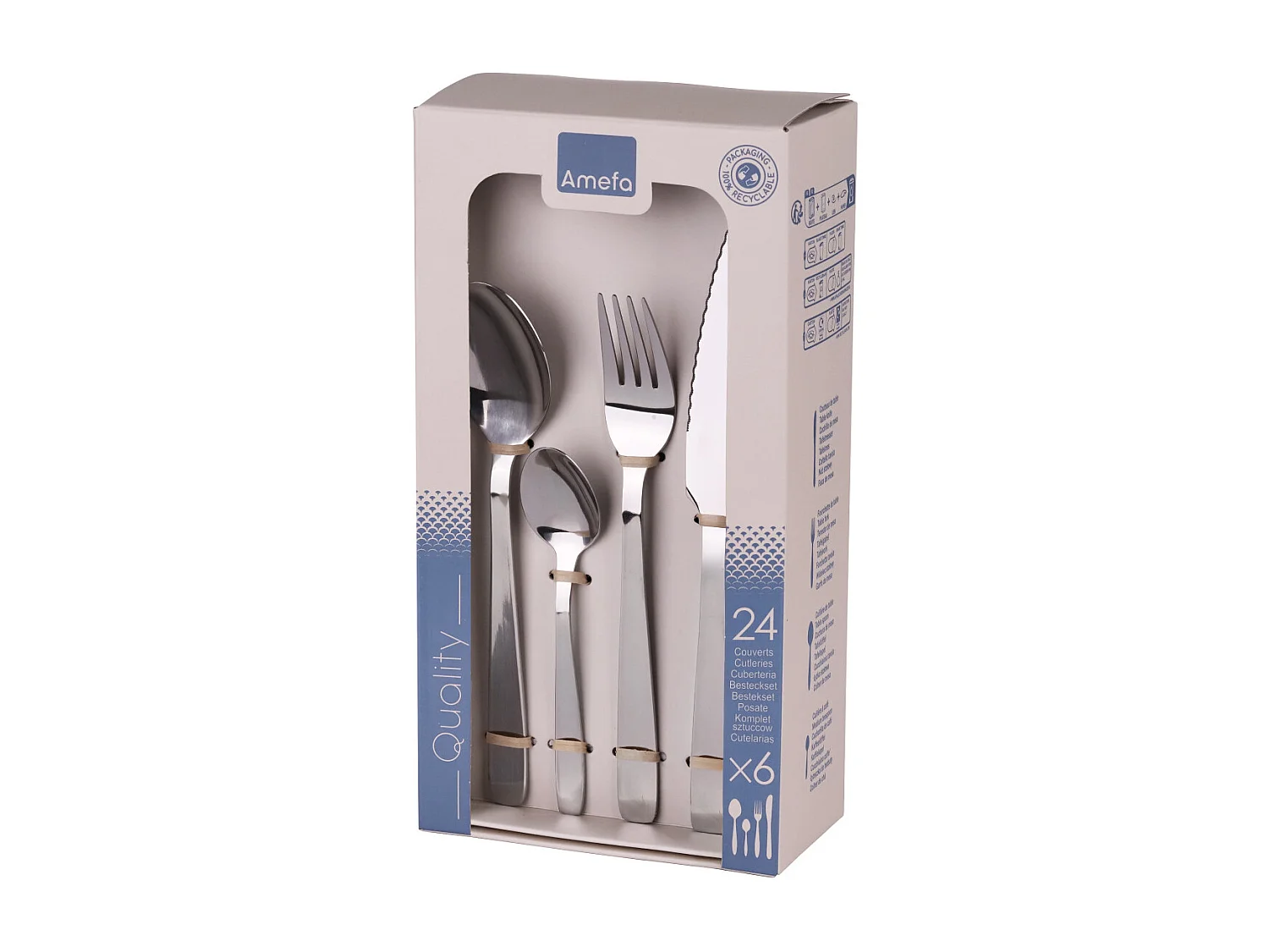 24-teiliges Besteckset Amefa Hôtel - Edelstahl - Mikroverzahnte Klinge - Kollektion Hôtel